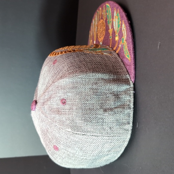 Flight Inspired Dreamcatcher Hemp Fitted Gray/Purple Hat,7 1/4. - Picture 6 of 10